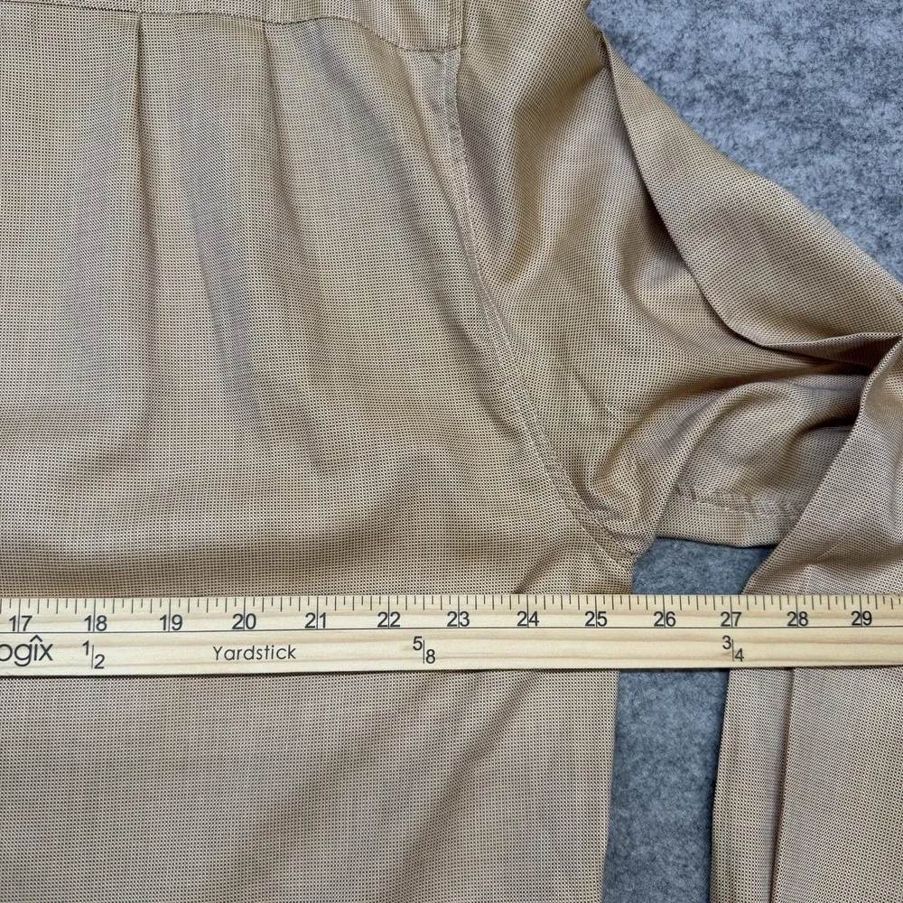 Ermenegildo Zegna Shirt Mens XL Beige‎ Cotton Button Up Dress Office Italy